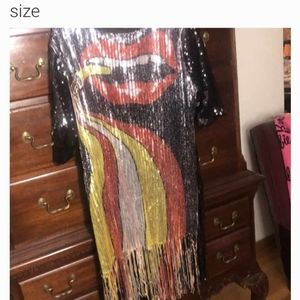 Sequin shining lips dress, 4xl, sequin black